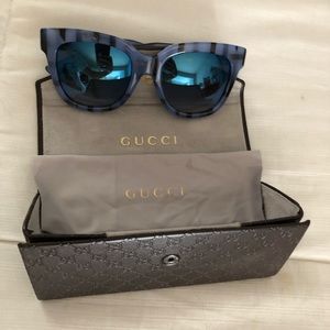 Gucci blue mirrored sunglasses